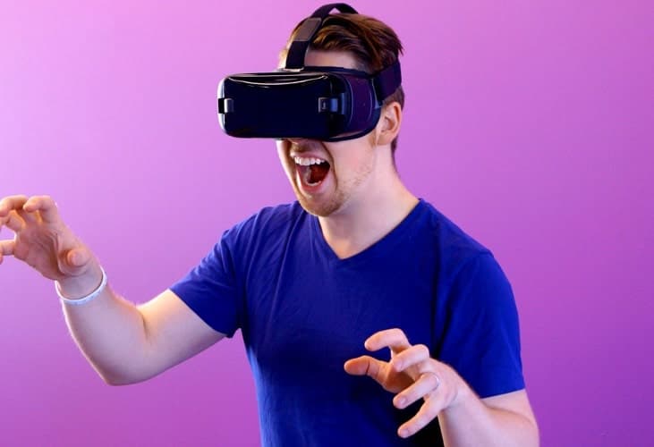 man with VR glasses on
